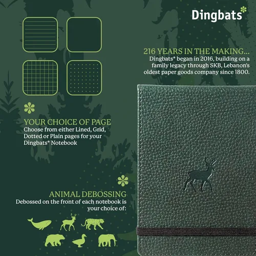 Vista 2 de Dingbats* - Cuaderno Wildlife Squared Reporter A6 - Diario de bolsillo con tapa dura de cuero sintético PU para trabajo, viaje - Bolsillo, cierre