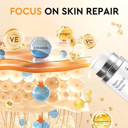Vista 3 de Suero súper vitamina C para mujeres mayores de 70 años, suero facial con vitamina C para mujeres, antienvejecimiento, removedor de manchas oscuras
