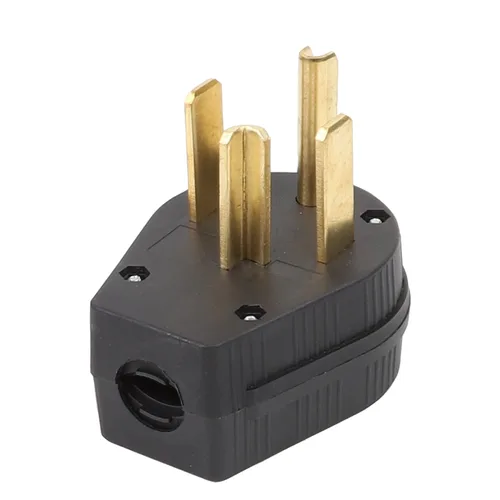 Vista 3 de Nema 14-30P 30 Amp 125/250 V enchufe de ángulo de 3 polos, 3 cables de conexión a tierra enchufe de hoja recta para secadora y rangos