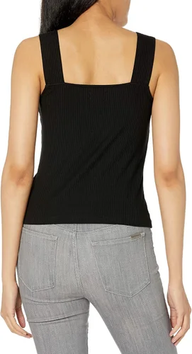 Vista 3 de The Drop Jody - Camiseta sin mangas de punto acanalado recortada con cuello cuadrado para mujer