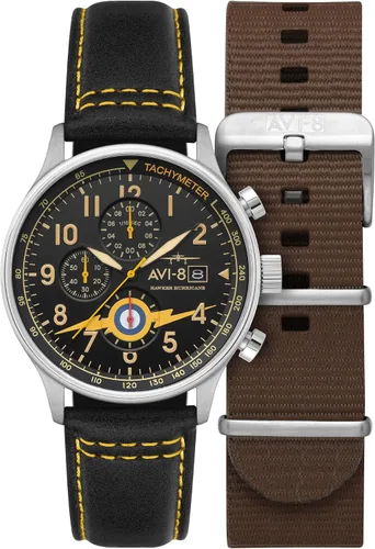 Vista 28 de Reloj analógico AV-4011 Hawker Hurricane, con mecanismo de cuarzo japonés, con correa de piel, de AVI-8