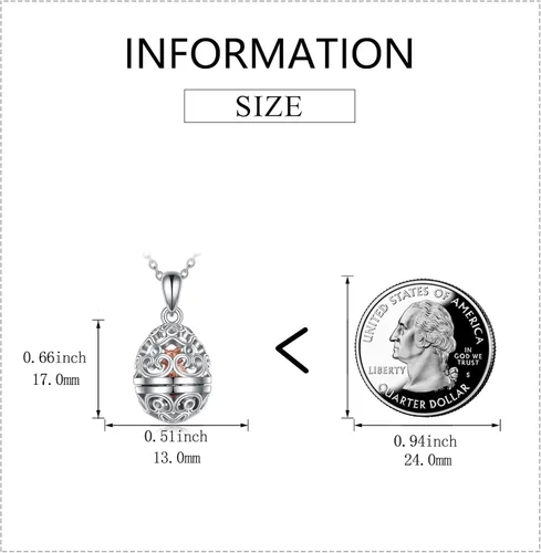 Vista 2 de AXELUNA Fox Necklace Sterling Silver Easter Egg Necklace Fox Pendant Animal Jewelry Gifts for Women Girls Birthday Graduation Gift