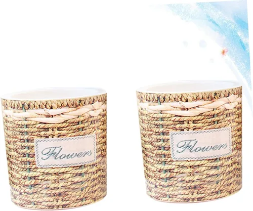 Vista 7 de MERRYHAPY 2 latas de riego para plantas de interior, contenedor transparente, violetas africanas, maceta tejida, maceta de riego automático, macetas