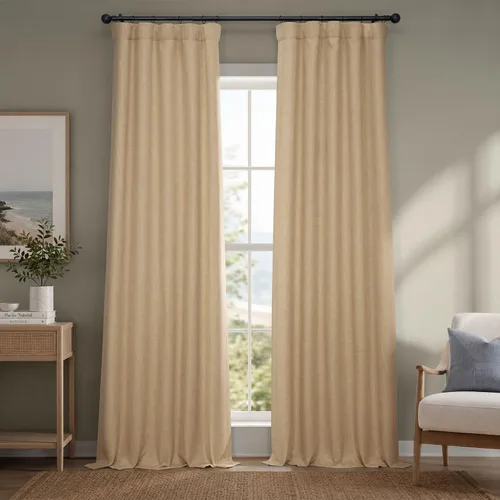Vista 67 de HPD Half Price Drapes - Cortinas de lino sintético para sala de estar (2 paneles) - 100 pulgadas de ancho x 84 pulgadas de largo - Cortinas