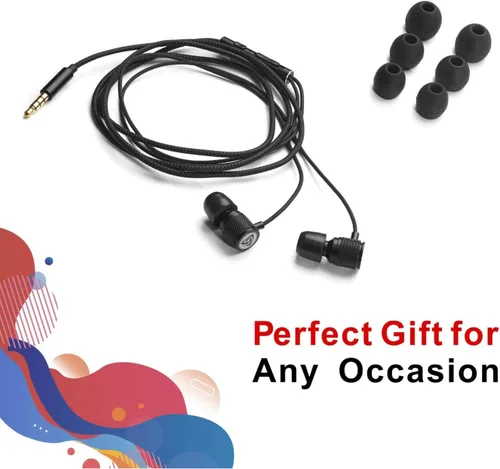 Vista 6 de LUDOS Auriculares con cable ultra intraauriculares, 5 años de garantía, auriculares con micrófono, auriculares con cancelación de ruido, espuma