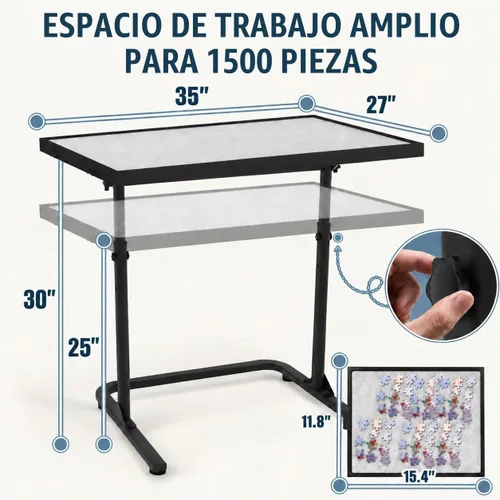 Vista 2 de Puzzle table with drawers 1500pcs with Adjustable height & up angles