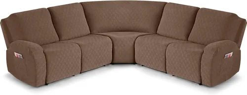 Vista 14 de VANSOFY Fundas de Sofá Seccional Reclinable Extra Grandes, Fundas Lavables de 5 Piezas para Sofá Seccional en Forma de L con Asiento de Esquina