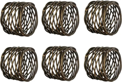 Vista 3 de ITOS365 Soporte de anillos para servilletas de malla redonda hecho a mano, para cena, fiestas, día a día, 6