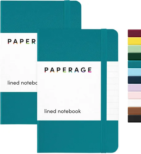 Vista 14 de Juego de 2 cuadernos blocs de notas de bolsillo pequeño, pauta universitaria, 3.7 x 5.6 pulgadas, minidiario de tapa dura, papel grueso de 3.5 Negro
