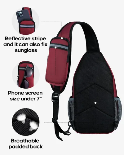 Vista 91 de Waterfly - Mochila cruzada tipo bandolera para viajes y caminatas, bolsa de pecho, Gris, talla única