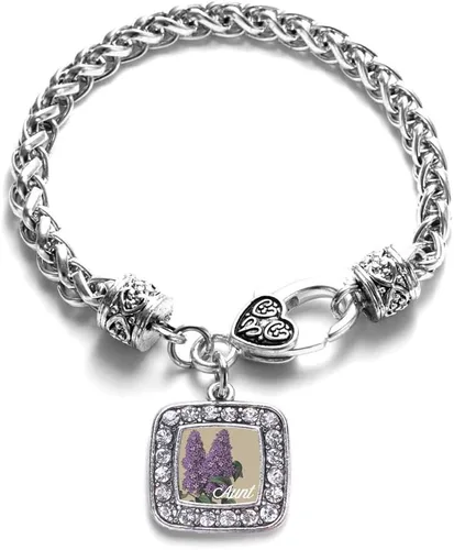 Vista 104 de Pulsera de dijes cuadrados de plata con joyería de circonita cúbica