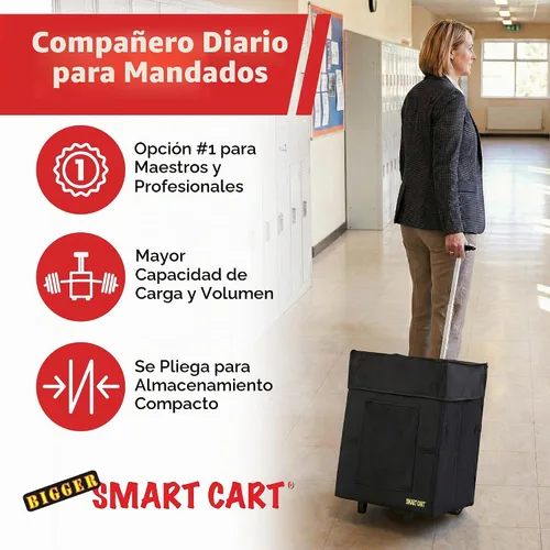 Vista 7 de Cesta con carro plegable grande multipropósito, color negro