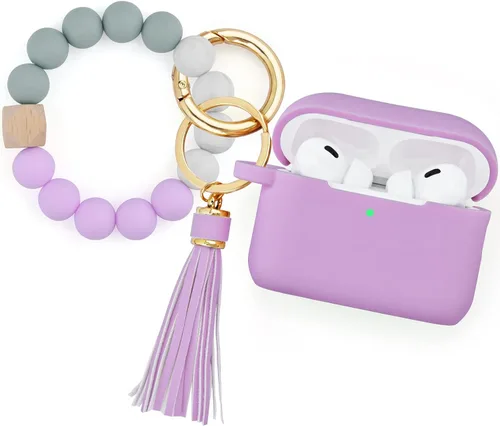 Vista 13 de Filoto - Estuche para AirPods Pro de 2ª generación 2022, funda protectora de silicona bonita con llavero de pulsera y accesorios para Apple AirPods