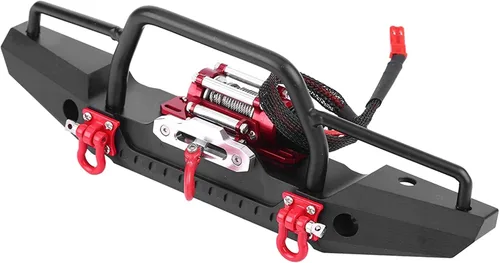 Vista 5 de Parachoques RC Crawler, montaje de aluminio duradero con luz LED de cabrestante, escala 1/10 todoterreno para parachoques RC mejora