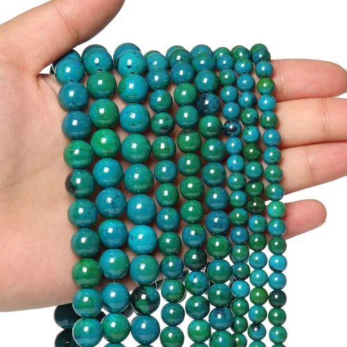 Vista 8 de 60 piezas de cuentas de piedra natural de 15⁄64 pulgadas (6 mm) con cuentas de amazonita de cristal, piedras preciosas para hacer joyería, pulseras