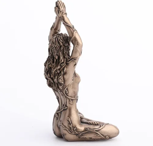 Vista 4 de Veronese Design 3 3/8" Earth Spirit Gaia Lotus Pose - Figura de resina pintada a mano con acabado de bronce