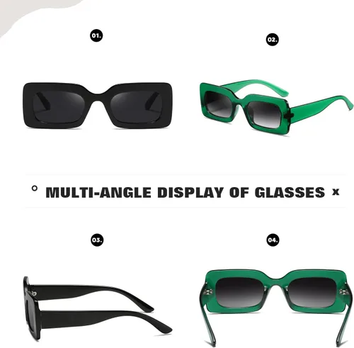 Vista 3 de Gafas de sol para mujer de moda para hombre, cuadrados, multicolor