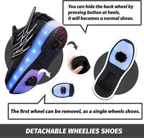 Vista 4 de Roller Skate Shoes for Kids Boys Girls LED Roller Sneakers Light Up Fashion Flashing Wheels Shoes Rechargeable
