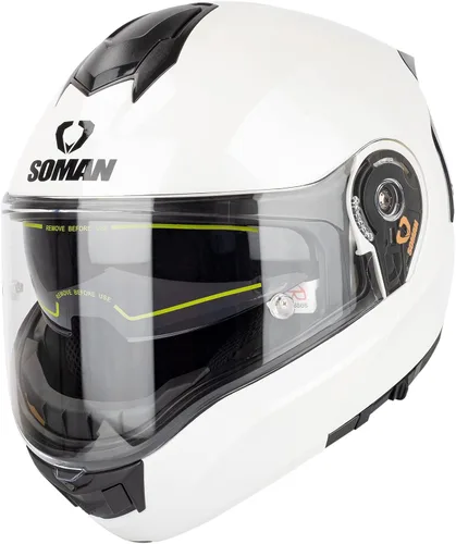 Vista 8 de Casco modular de motocicleta abatible de doble visera para hombre, aprobado por puntos 965