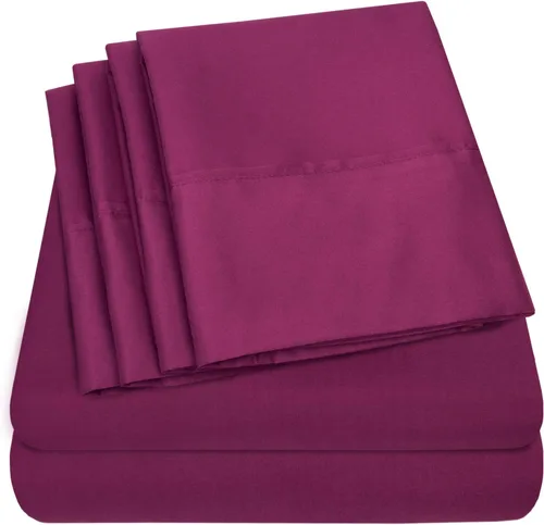 Vista 13 de Juego de sábanas de 4 piezas para camas individuales de 1500 hilos de microfibra de cepillado fino con bolsillo profundo - 1 funda de almohada