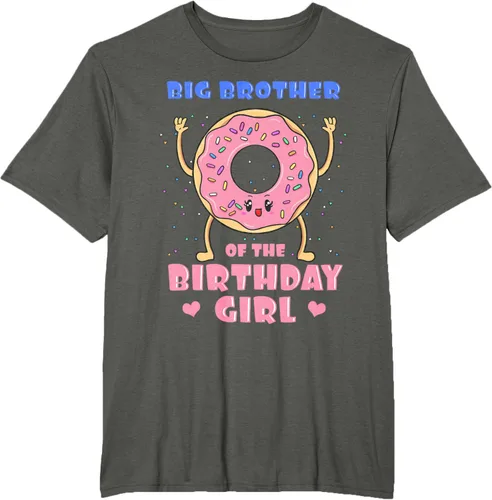 Vista 7 de Big Brother Of The Birthday Girl Donut Bday Party Bro Sib Camiseta, Negro, S