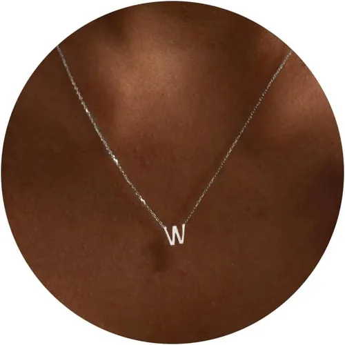 Vista 46 de Collares con iniciales para mujer, delicado collar de letra plateada con nombre personalizado con monograma, collar simple y lindo con inicial