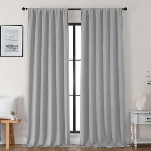Vista 53 de Gwine Cortinas opacas para dormitorio, 54 pulgadas de largo, paneles de cortina de ventana con aislamiento térmico y reducción de ruido, cortinas