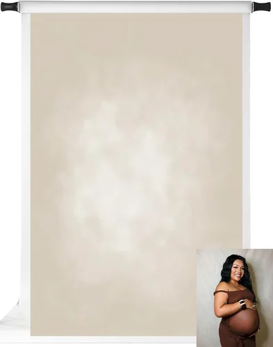 Vista 34 de Kate Telones de fondo beige para fotografía, fondo beige para sesión de fotos de retrato, 5 x 7 pies