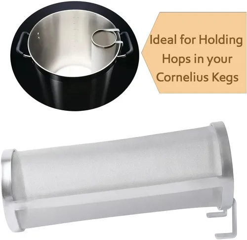 Vista 5 de Gekufa Filtro Hop Spider de acero inoxidable de 300 micras con cuchara, colador casero para elaboración de cerveza, té, café, té de abono
