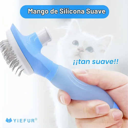 Vista 3 de Cepillo de gato para desprendimiento, cepillo autolimpiante para gatos de Azul