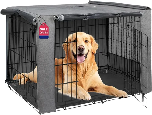Vista 18 de HiCaptain Funda para Jaula de Perro 24.0" L x 18.0" A x 20.0" Al con Malla Transpirable, Funda para Perrera Duradera Heavy Duty, Paneles con Doble