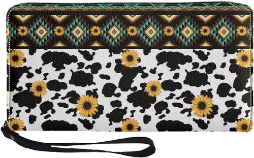 Vista 38 de Coldinair Cartera de piel sintética con cierre de cremallera para mujer, con bloqueo RFID, monedero para teléfono con correa para viaje, Añade tu