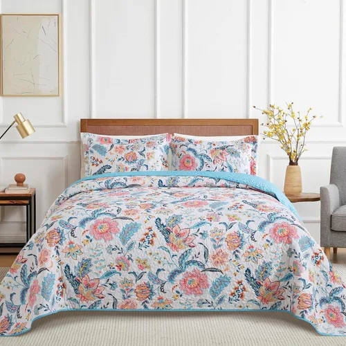 Vista 11 de VAPUTAR Juego de ropa de cama de edredón de 100 % algodón, tamaño Queen