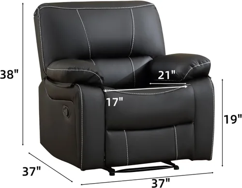 Vista 2 de EBELLO Silla reclinable manual de piel sintética, con respaldo cómodo y respaldo reclinable, muebles de primera calidad para sala de estar, muebles