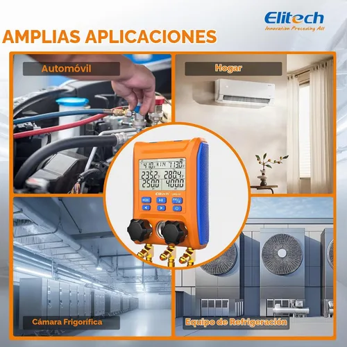 Vista 8 de Elitech LMG-10 Colector HVAC de 2 vías con abrazaderas de temperatura con Abrazaderas de 2 vías