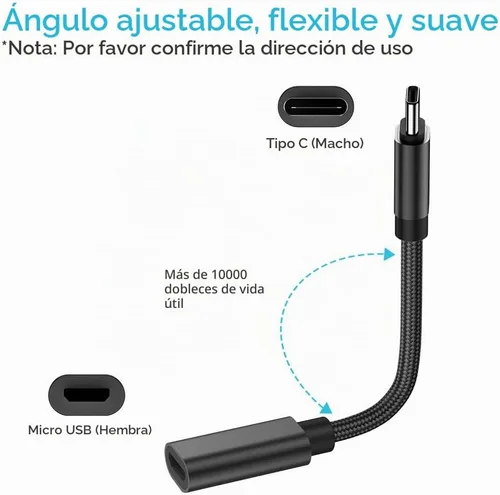 Vista 2 de Adaptador micro USB a USB C, (paquete de 2) Micro USB hembra a USB tipo C macho Conversor de carga rápida compatible con Samsung Galaxy S23 S22 S21