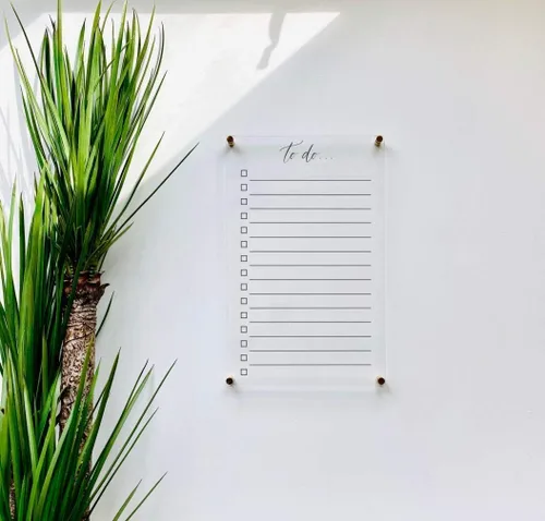 Vista 3 de Large Clear Acrylic To Do List for wall Dry-Erase Message White Board Calendar Wall Mounted Office Home Family Organization Tools Must Haves