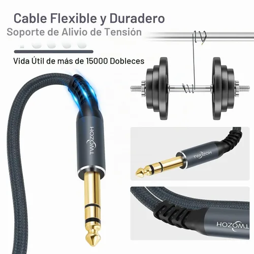 Vista 3 de Twozoh Cable corto XLR hembra a 1/4 TRS de 1 pie, trenzado conector estéreo de 0.250 in equilibrado a cable de micrófono XLR de 3 pines