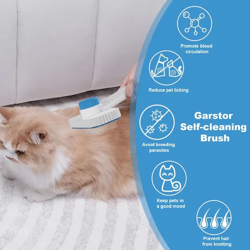 Vista 4 de Cepillo para gatos, cepillo de gato para gatos de pelo largo o corto, quita el pelo suelto y las alfombrillas, los pasadores redondeados reducen