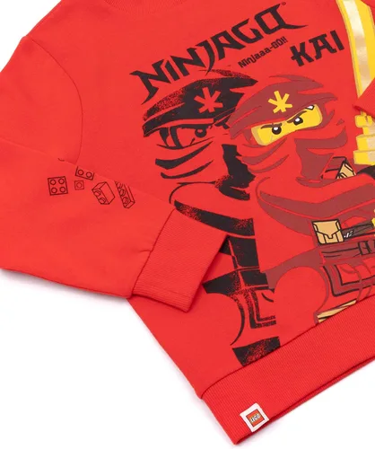 Vista 5 de LEGO Ninjago - Suéter de manga larga para niños Kai Warrior, color rojo, Rojo
