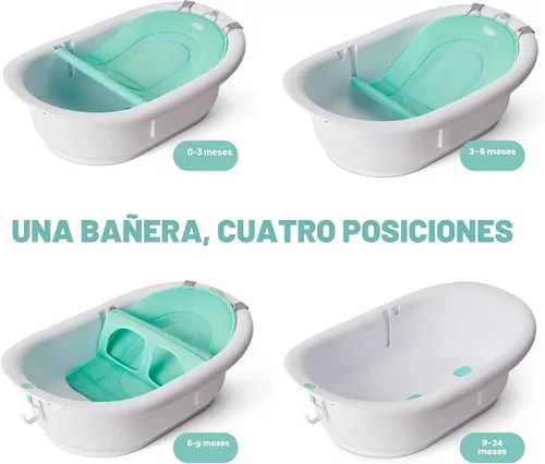 Vista 6 de Frida Baby Bañera de bebé 4 en 1 Grow-with-Me, bañera para recién nacidos a niños pequeños con asiento de baño extraíble y respaldo para soporte