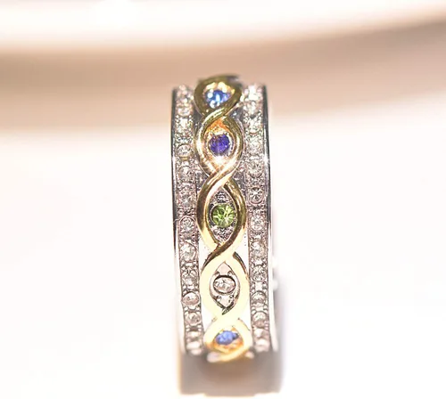 Vista 2 de Anillo de plata de ley 925 con zafiro rubí y oro de 18 quilates, anillo de compromiso de eternidad, anillo de compromiso de boda para mujer
