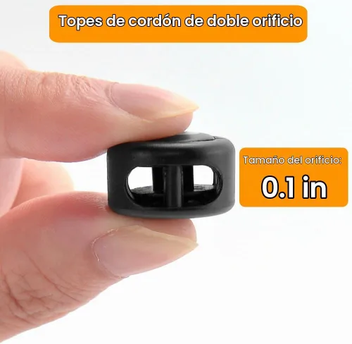 Vista 2 de Cierres de Cordón Resistentes - Tope Sujetador de Cordón de Doble Orificio para Cordones Sin Atar y Más