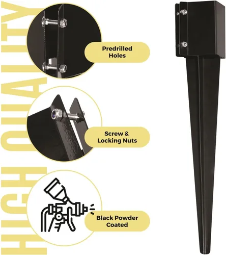 Vista 2 de Anclaje de poste de valla WIMART 4"x4", Anclaje de poste de valla de metal resistente con punta de clavado 4"x4" para buzón, comedero de pájaros