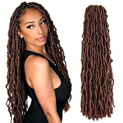 Vista 34 de 6 Paquetes Soft Locs Cabello de Ganchillo Pre Looped Faux Locs Trenzas de Ganchillo Goddess Locs Dreadlocs Cabello Sintético Para Mujeres Negras 1b