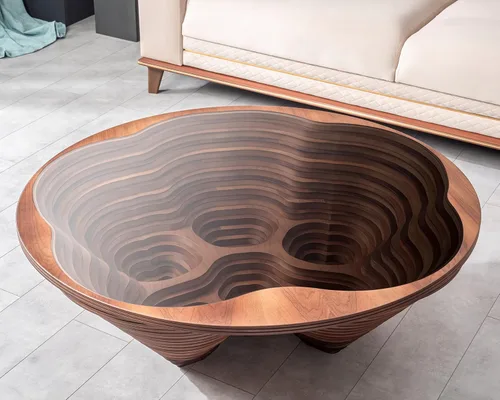 Vista 4 de by Papella Design, Mesas de centro de nogal natural Veener para sala de estar, mesa rústica, mesa de centro para sala, mesa central, mesa