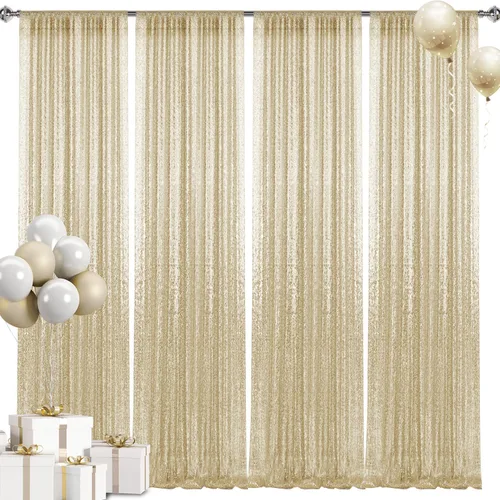 Vista 34 de 2 paneles de cortinas de fondo de lentejuelas verdes de 8 pies, cortinas de fondo de fotografía con purpurina para decoración de Navidad, boda