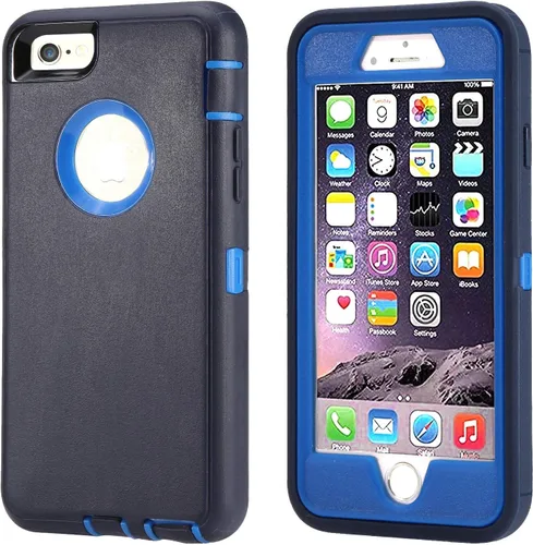 Vista 23 de Funda para iPhone 8 y iPhone 7, resistente, con función atril, protector de pantalla integrado, 4 en 1, fuerte y resistente a prueba de golpes