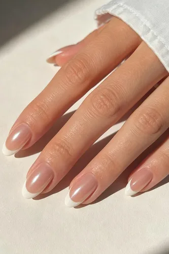 Vista 3 de AzureBeauty Short Almond French Tip Press On Nails, Glazed Donut, 32 Pcs 0-Glazed Donut French Tip