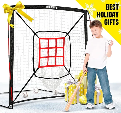 Vista 7 de Red de béisbol – Red de lanzamiento y golpeo (zona de 9 golpes, portátil y de plegado rápido) – Regalos para niños y adolescentes Ayudas